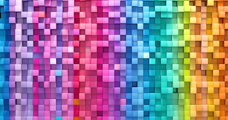 3D rendering abstract background colorful cubes wall
 - obrazy, fototapety, plakaty