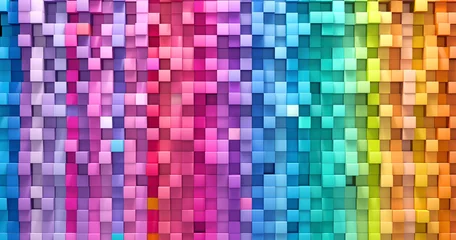 Foto auf Acrylglas 3D rendering abstract background colorful cubes wall   © afxhome