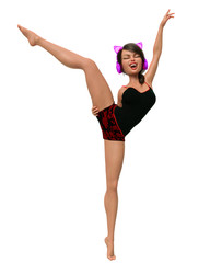 gamer girl cartoon in a white background