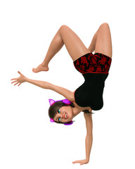 gamer girl cartoon in a white background