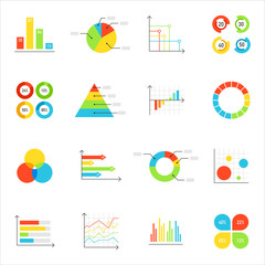 various shape of graph for information graphic. flat design style vector graphic illustration