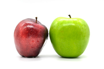      Red apples, white background