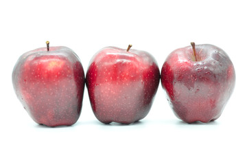      Red apples, white background