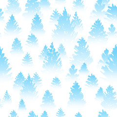 Seamless pattern with winter coniferous forest