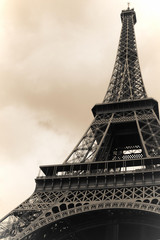 France. Symbol of Paris - Eiffel Tower in retro style