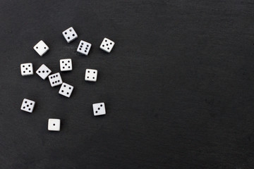 A group of dices on black background