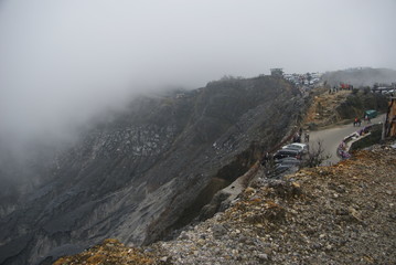 The crater of Tangkuban Perahu in Bandung, Indonesia