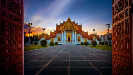Foto op Plexiglas wat benchamabophit ,marble temple one of most popular traveling destination in bangkok thailand © stockphoto mania
