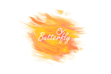 Butterfly on vector acrylic brush background.