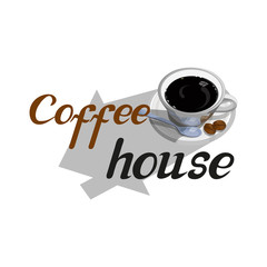 coffee house logo, coffee cup design template, coffee shop emblem, hot drink emblem, vector graphics to design