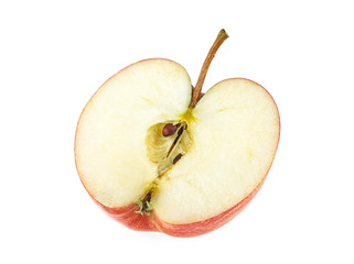 Ripe red apple half fruit isolated on white background