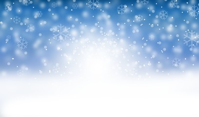 bright abstract winter background with snowflakes