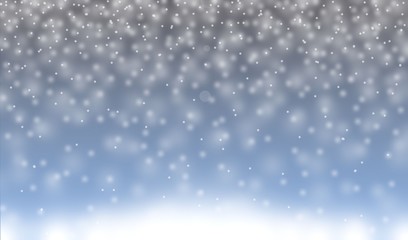 bright snowflakes on dark blue background falling down
