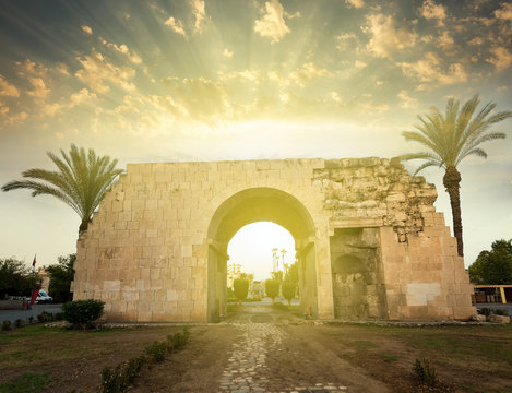 Sunrise at Cleopatra's Gate in Tarsus , Mersin city, Turkey