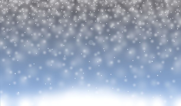 bright snowflakes on dark blue background falling down