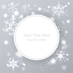 Creative christmas shyning background with snowflakes and magic lights , New year sale broshure and template in grey for web and print