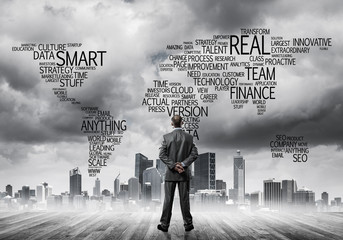 Motivation and inspiration concept with modern cityscape and bus
