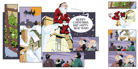 Collage on theme christmas and new year. Stock illustration.