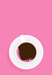 Cup of coffee. Top view. Vector.