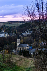 City view of Neuhausen Erzgebirge at evening