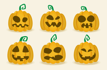 Halloween Pumpkin Icon set flat vector