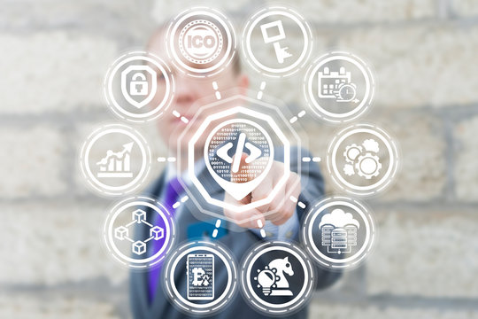 API code pin map place marker button on a virtual screen. Coding and Programming Digital Computing Business Finance Technology.