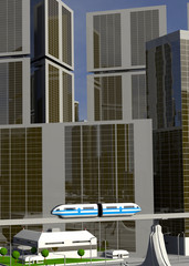 Futuristic City 3d-Illustration