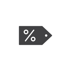 Discount price label vector icon. filled flat sign for mobile concept and web design. Percent tag simple solid icon. Symbol, logo illustration. Pixel perfect vector graphics