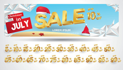 Sale banner christmas discount design with 3d concept