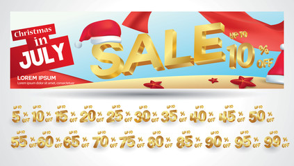 Fototapeta premium Sale banner christmas discount design with 3d concept