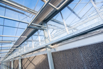 Obraz premium glass roof with filter unit in a modern greenhouse