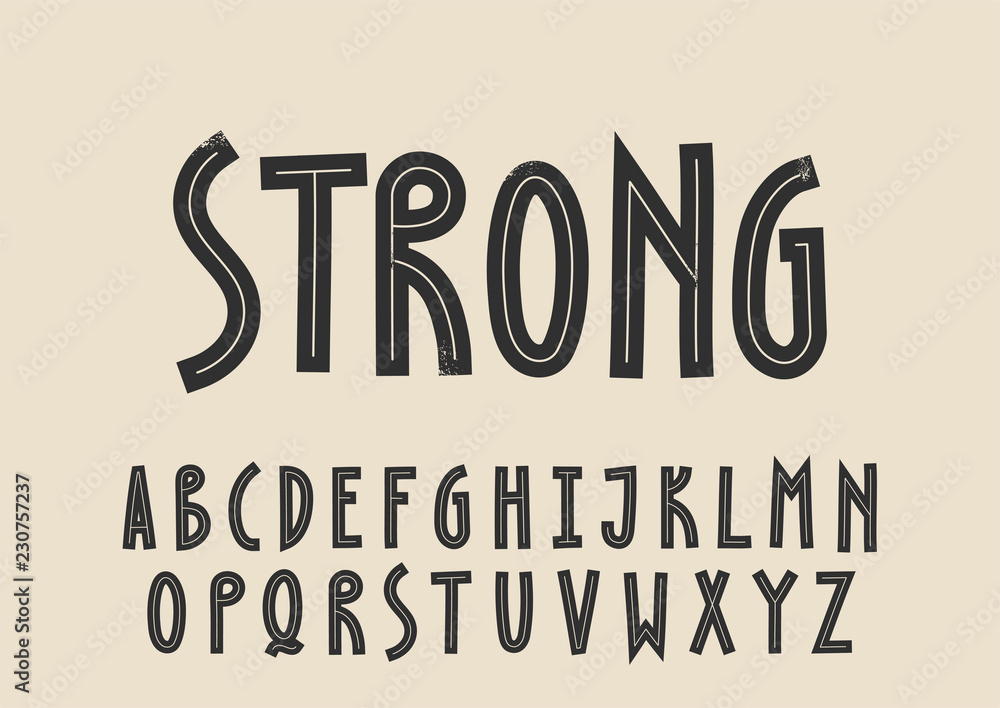 Poster vector uppercase alphabet with thin lines inside the letters.