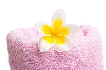 frangipani flower with towel isolated