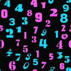 Different Numbers. Seamless vector EPS 10. Abstract  pattern. Texture for print and Banner. Flat style