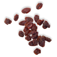 Raisins isolated on white with clipping path