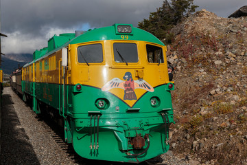 September 13 2018, Skagway Alaska. Historic white pass train of the gold rush in Skagway  Alaska
