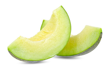 Green melon isolated on white clipping path - obrazy, fototapety, plakaty