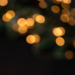  Golden  Christmas bokeh lights on black  Background.  Abstract Yellow  glowing efocused lights, copyspace