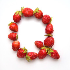 Letter Q of the English alphabet from strawberry