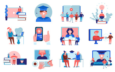 Online Education Flat Set 