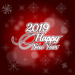 Fototapeta na wymiar 2019 Happy New Year on red background
