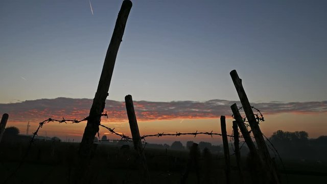 Battlefield World War One in Belgium at sunrise