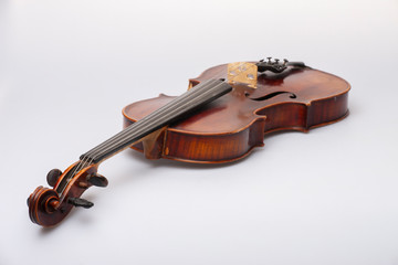 Fototapeta na wymiar Violin close up isolated on white background