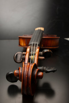 Violin close up isolated on black background