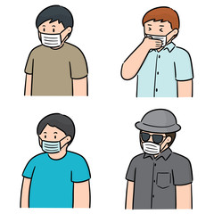 vector set of people using medical protective mask