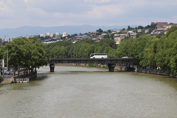 River Kura and bridge in Tbilisi city © David