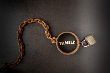 Fototapeta na wymiar Addiction or slavery on the family / strong social bond