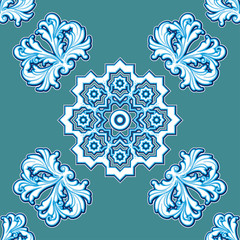 Damascus seamless pattern. Vector illustration of seamless pattern in oriental style.