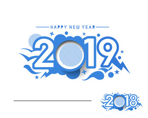 Happy New Year 2019 Text Design  Patter, Vector illustration.