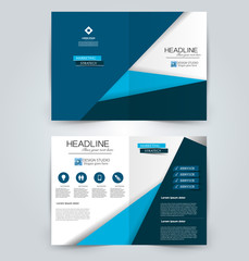 Abstract flyer design background. Brochure template. Can be used for magazine cover, business mockup, education, presentation, report. Blue color.